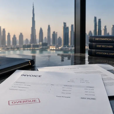 Unpaid invoice in Dubai – legal options for businesses, including legal notices, debt recovery, court proceedings and arbitration by Ahli Law.